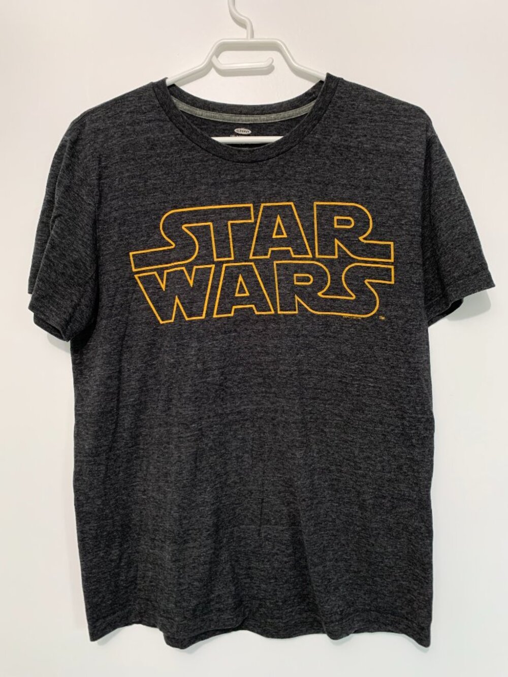 Old Navy Star Wars Collectabilitees Heather Gray Yellow Logo Graphic Tee M